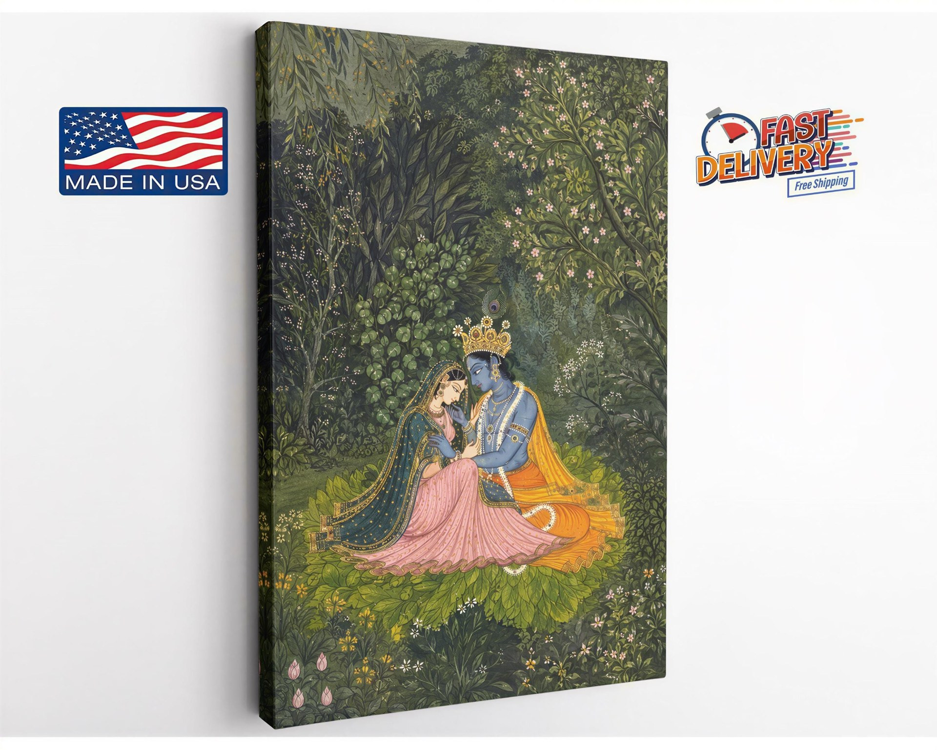 Krishna and Radha Canvas Wall Art
