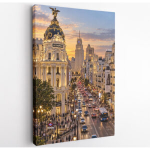 Madrid Gran Via Sunset Canvas Wall Art