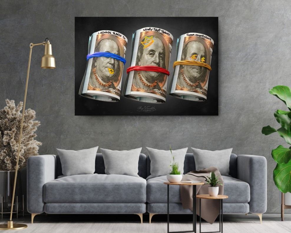 Money Stack Canvas Print Wall Money Art Home Decoration