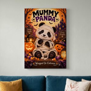 Mummy Panda Halloween Canvas Wall Art