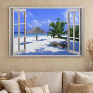 Open Window Ocean View Canvas Wall Art