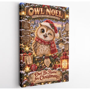 Owl Be Home for Christmas Canvas Wall Art