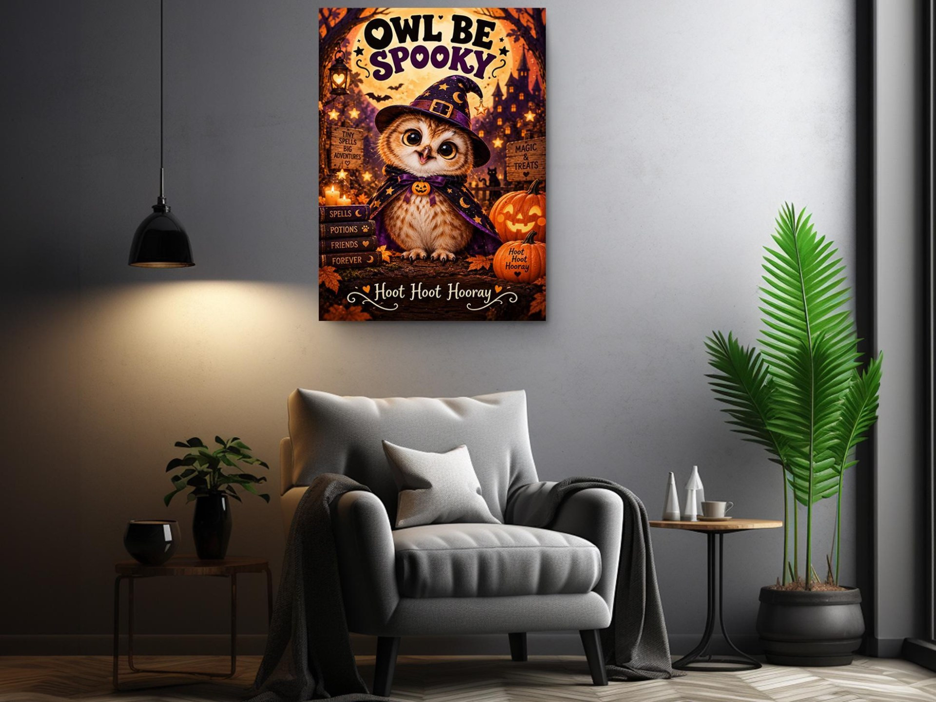 Owl Be Spooky Halloween Canvas Wall Art