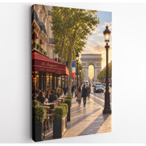 Paris Arc de Triomphe Sunset Canvas Wall Art