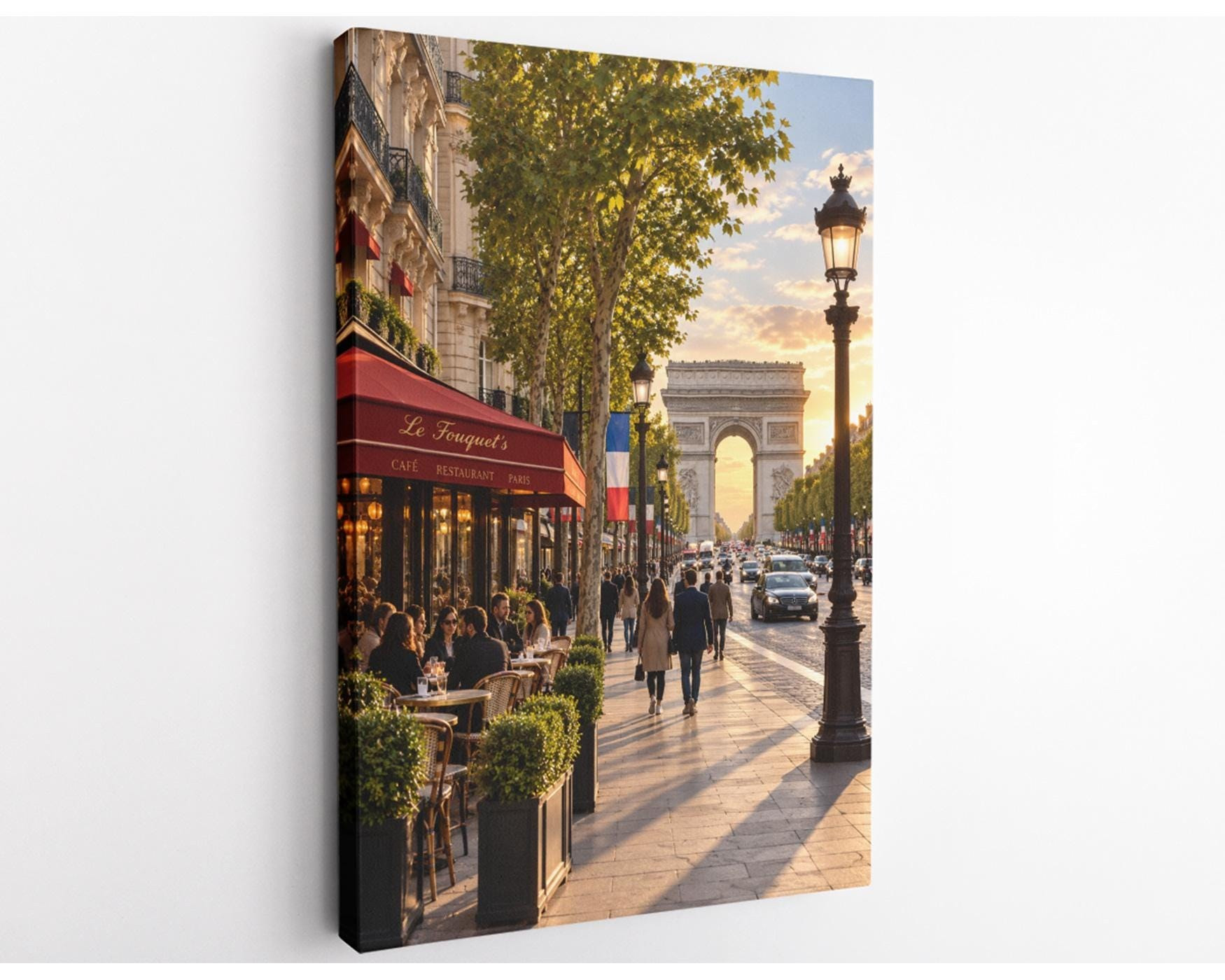 Paris Arc de Triomphe Sunset Canvas Wall Art