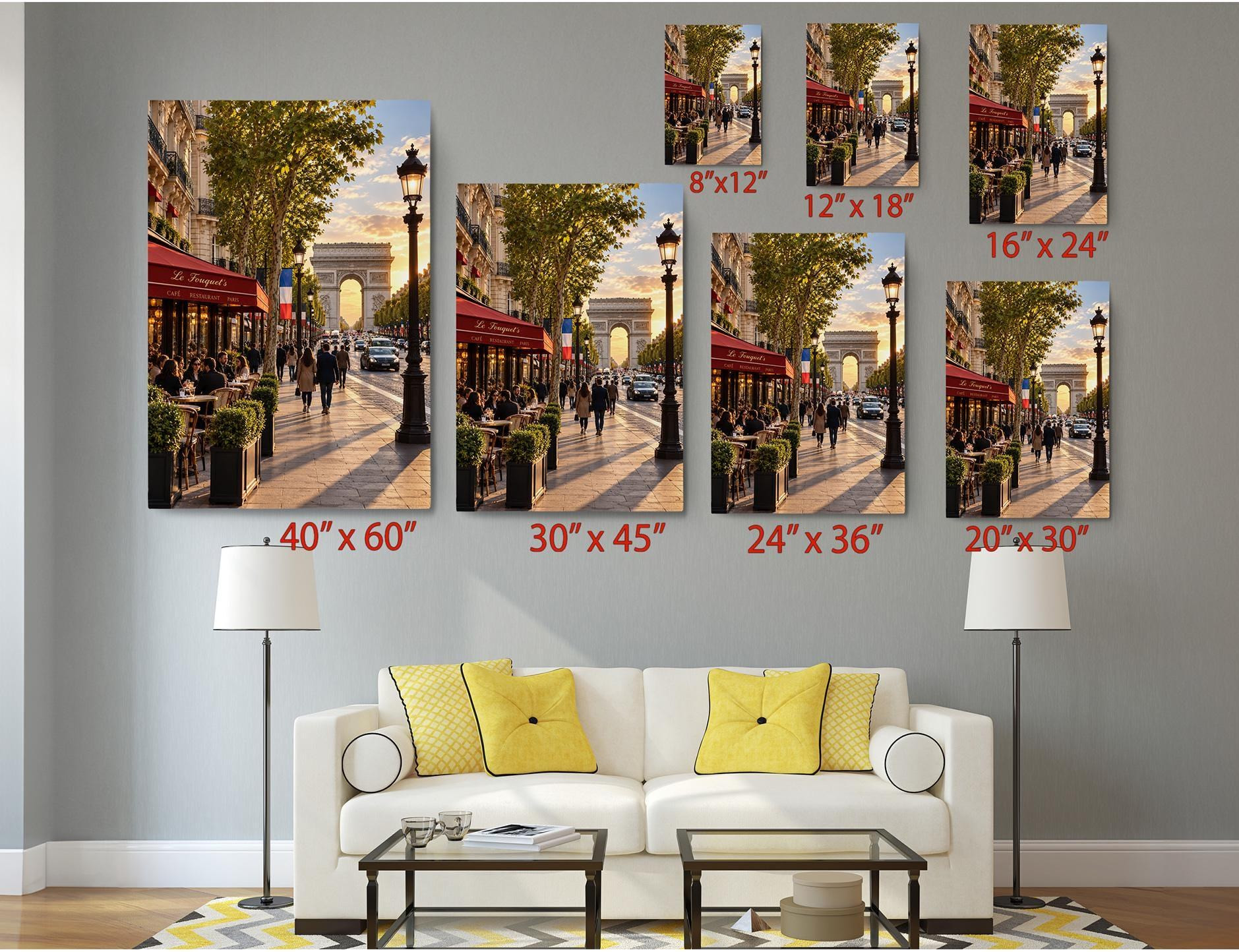 Paris Arc de Triomphe Sunset Canvas Wall Art