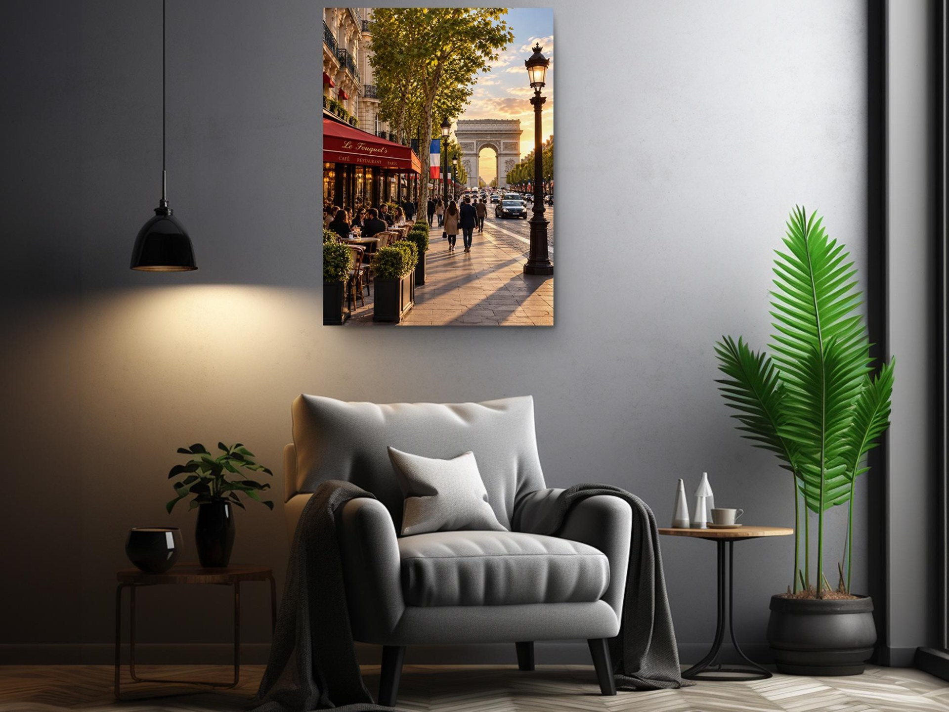 Paris Arc de Triomphe Sunset Canvas Wall Art