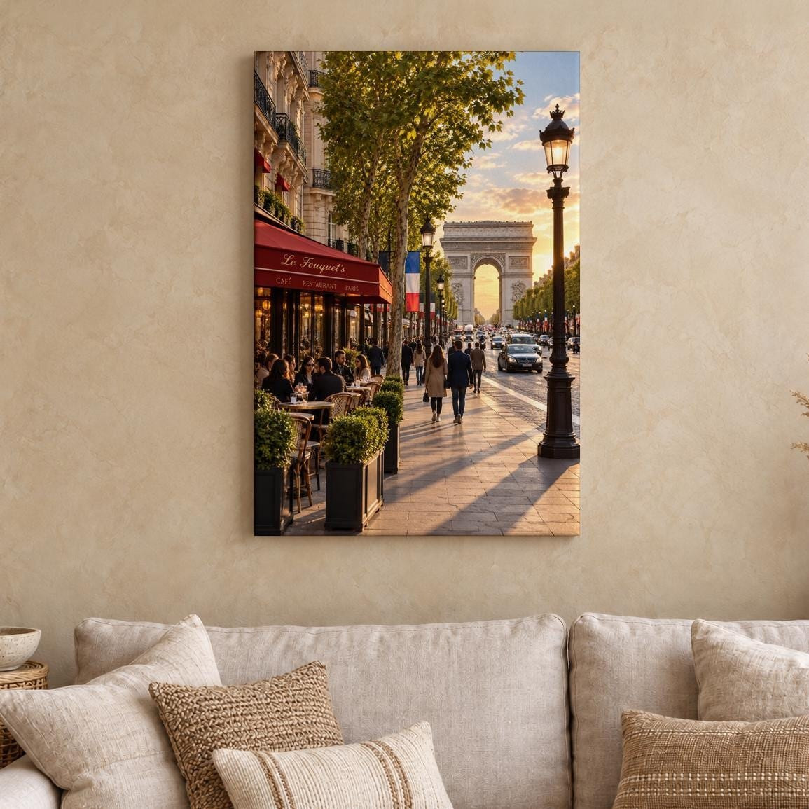 Paris Arc de Triomphe Sunset Canvas Wall Art