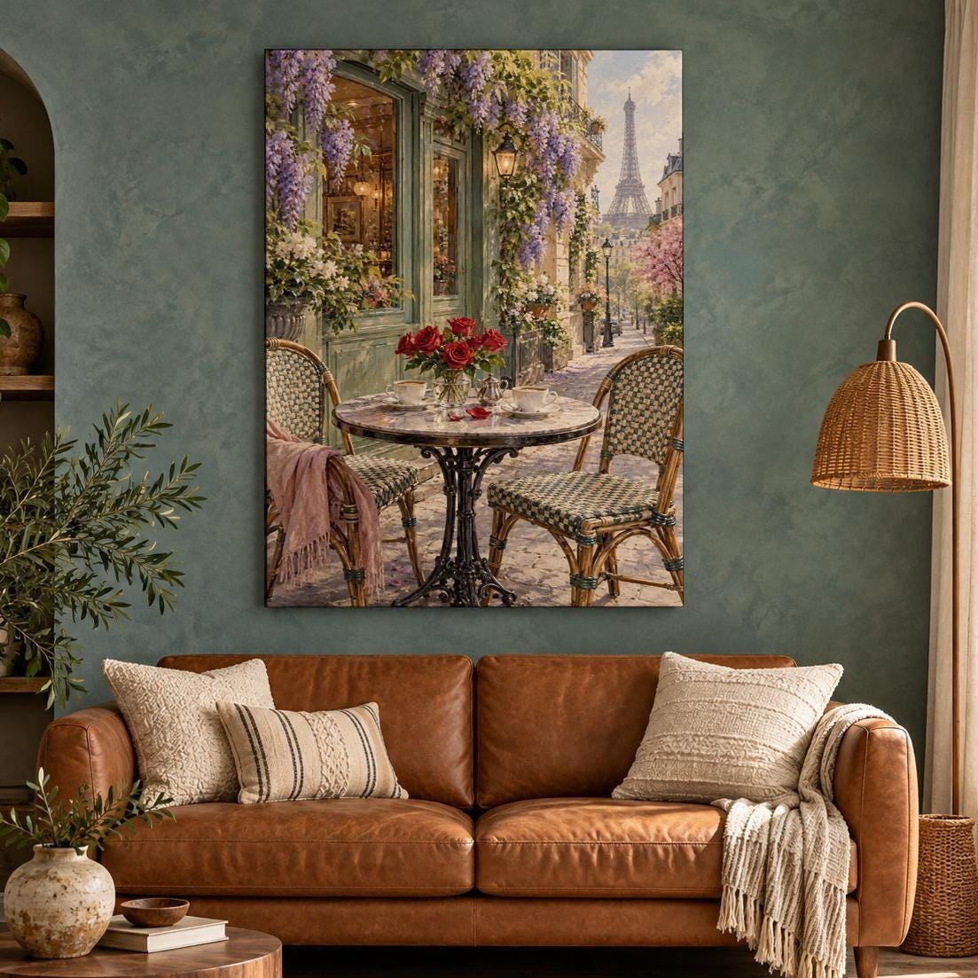 Paris Cafe Table Eiffel Tower Canvas Wall Art