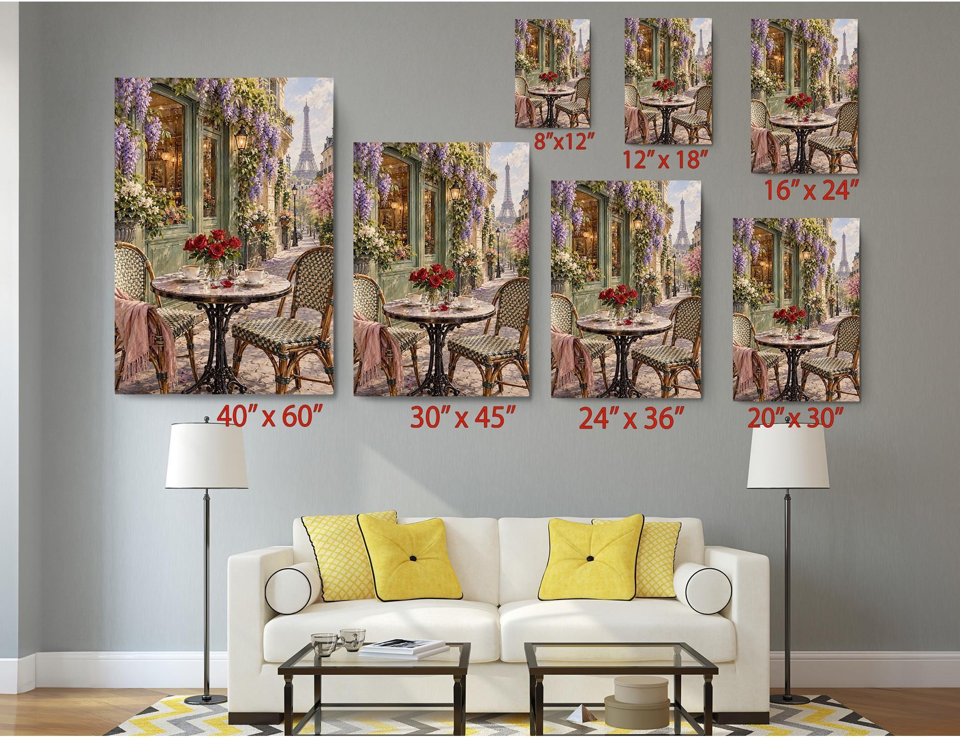Paris Cafe Table Eiffel Tower Canvas Wall Art