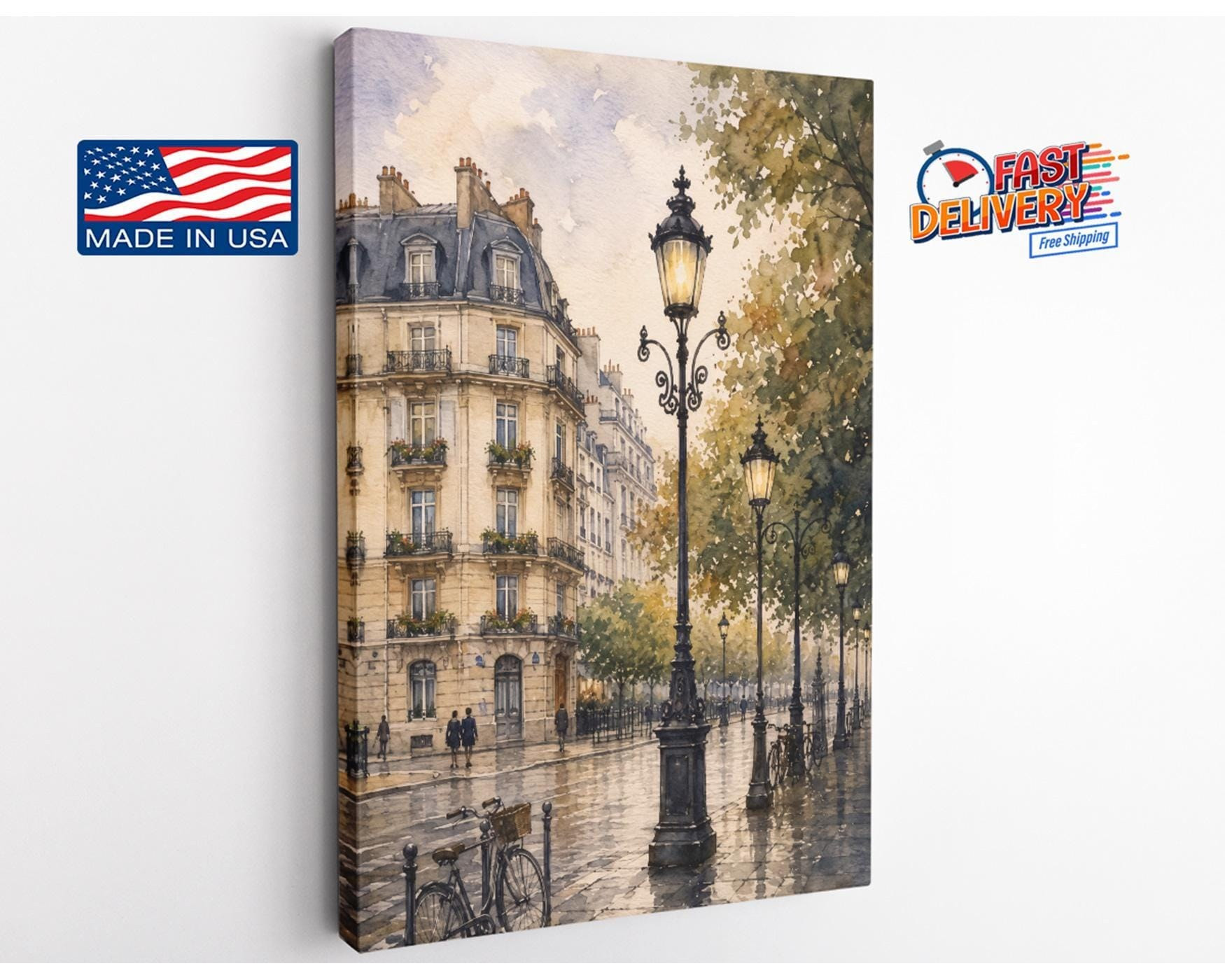 Paris Street Lamp Canvas Wall Art