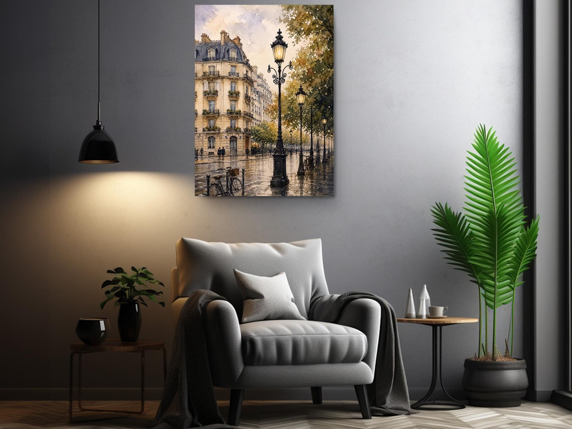 Paris Street Lamp Canvas Wall Art