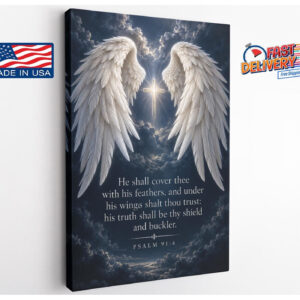 Psalm 91:4 Angel Wings Canvas Wall Art