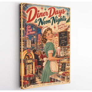 Retro 1950s Diner Canvas Wall Art