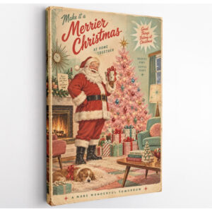 Retro Mid Century Santa Canvas Wall Art