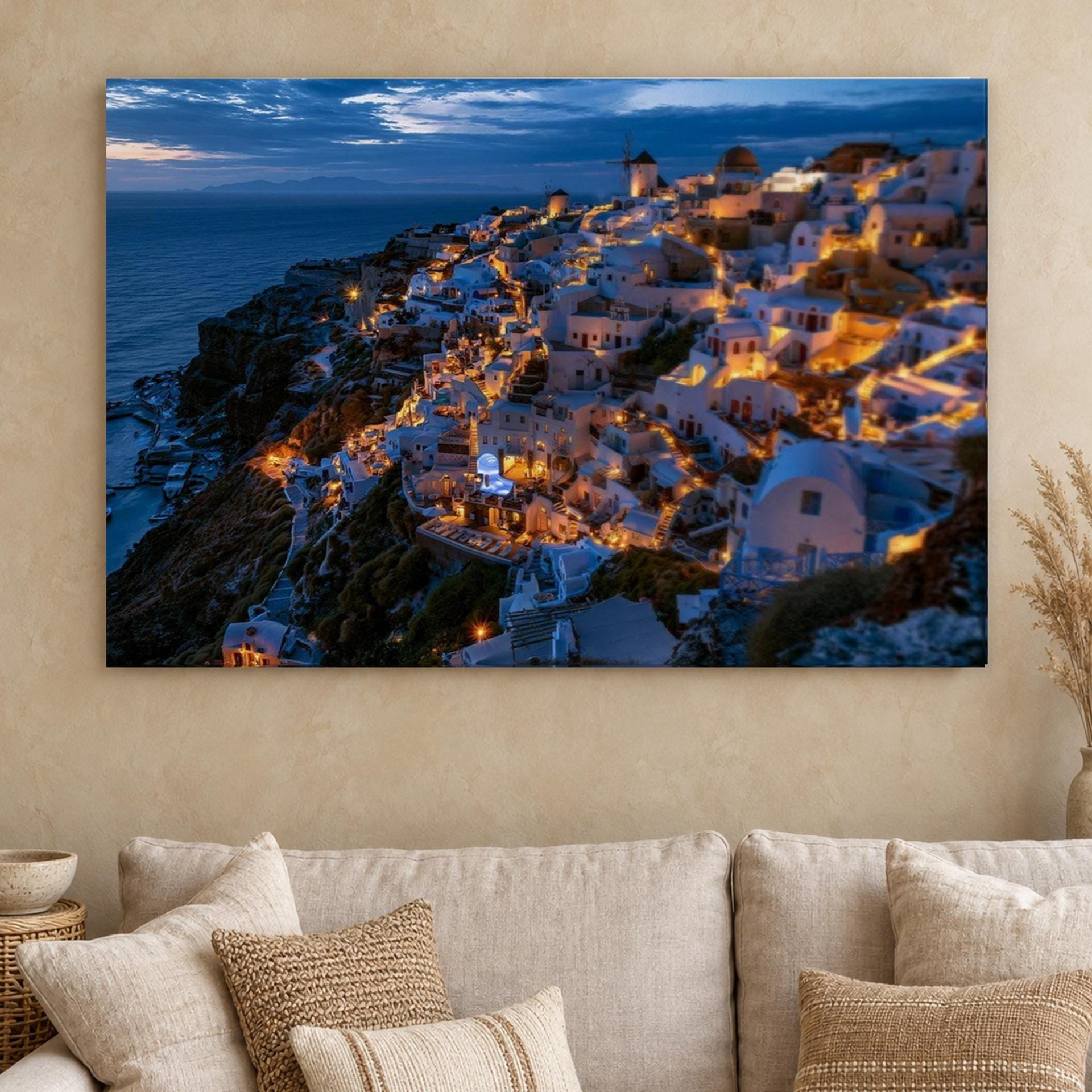 Santorini Twilight Canvas Wall Art