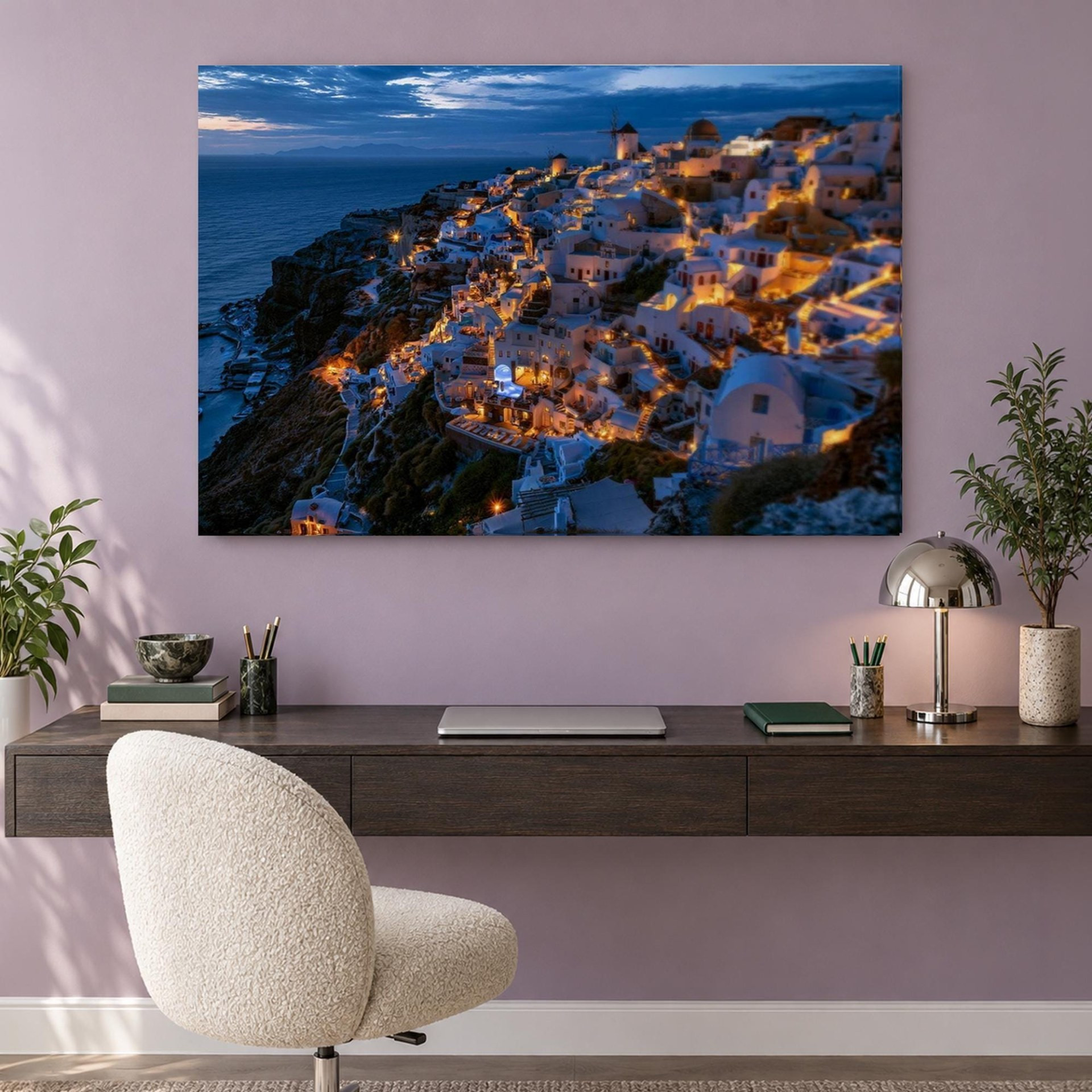 Santorini Twilight Canvas Wall Art