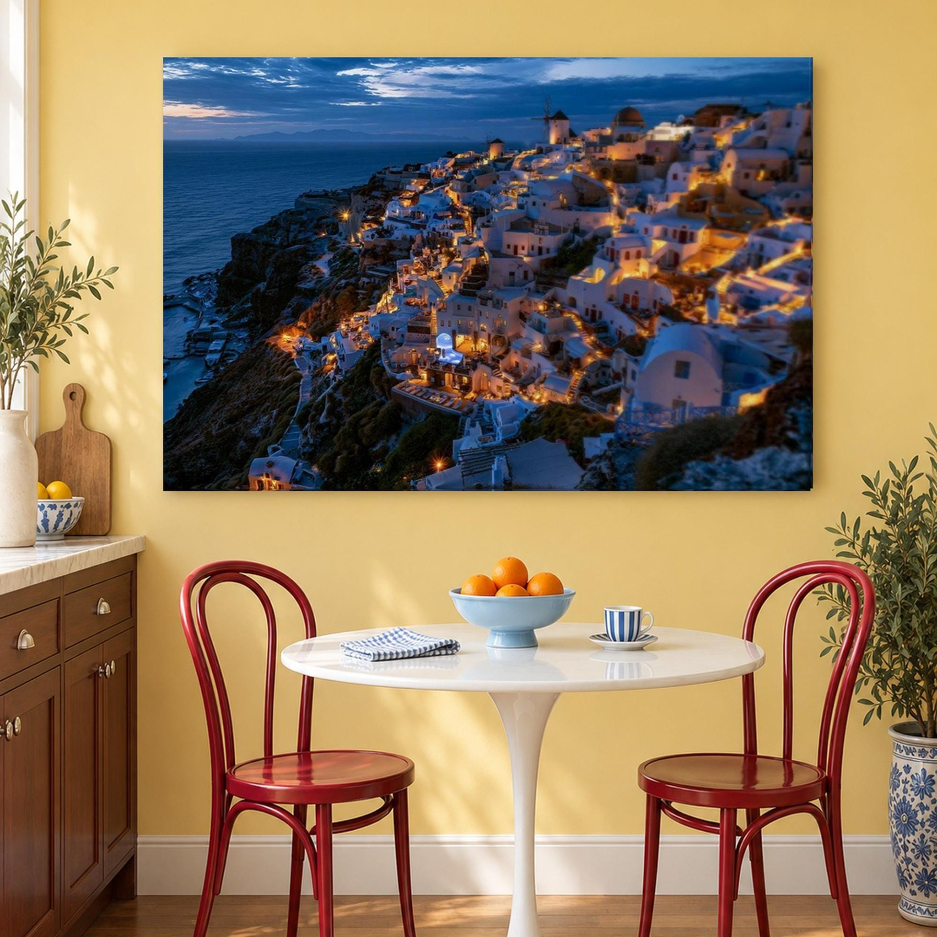 Santorini Twilight Canvas Wall Art