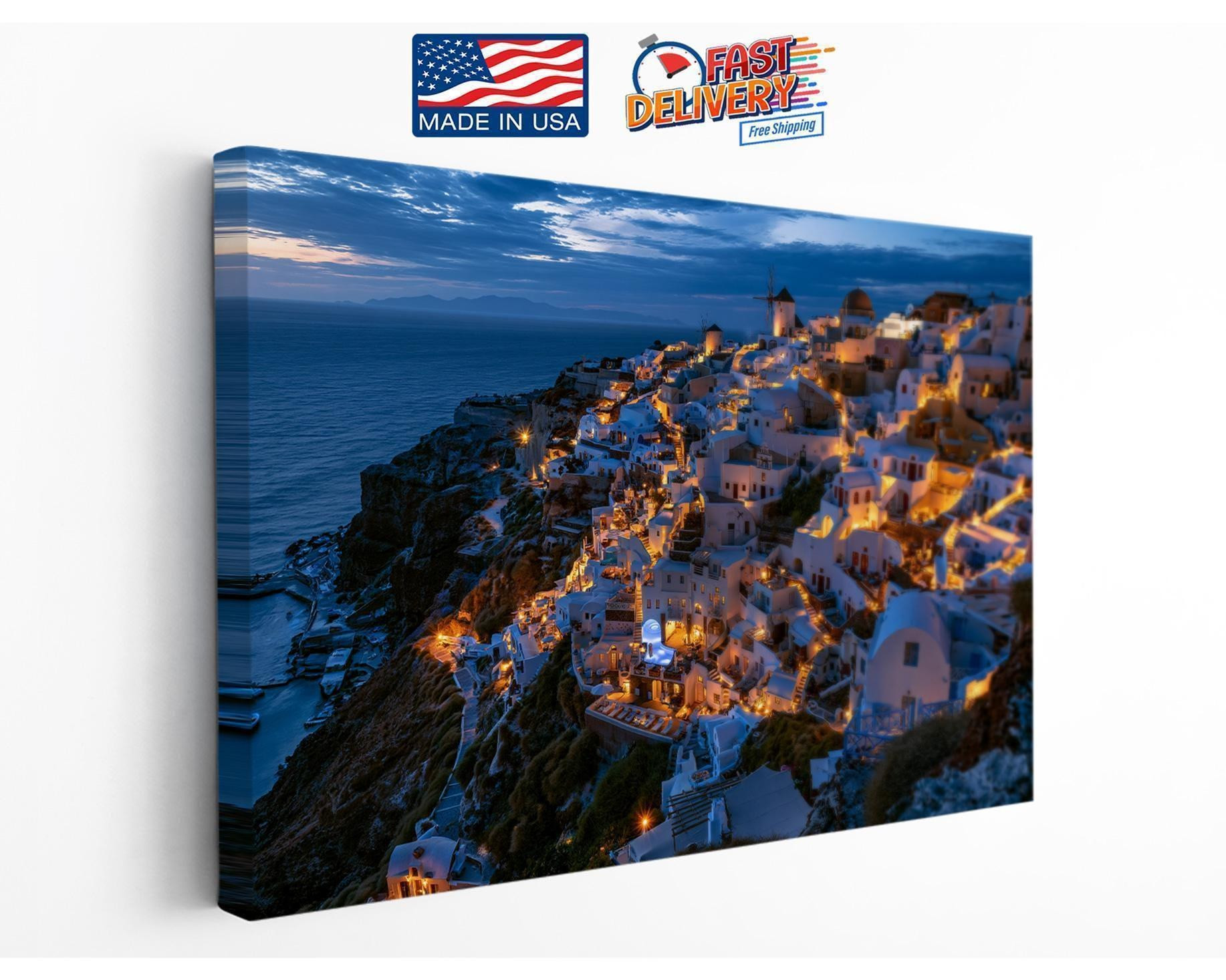 Santorini Twilight Canvas Wall Art