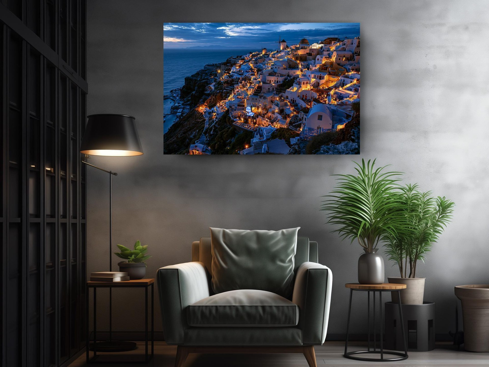 Santorini Twilight Canvas Wall Art