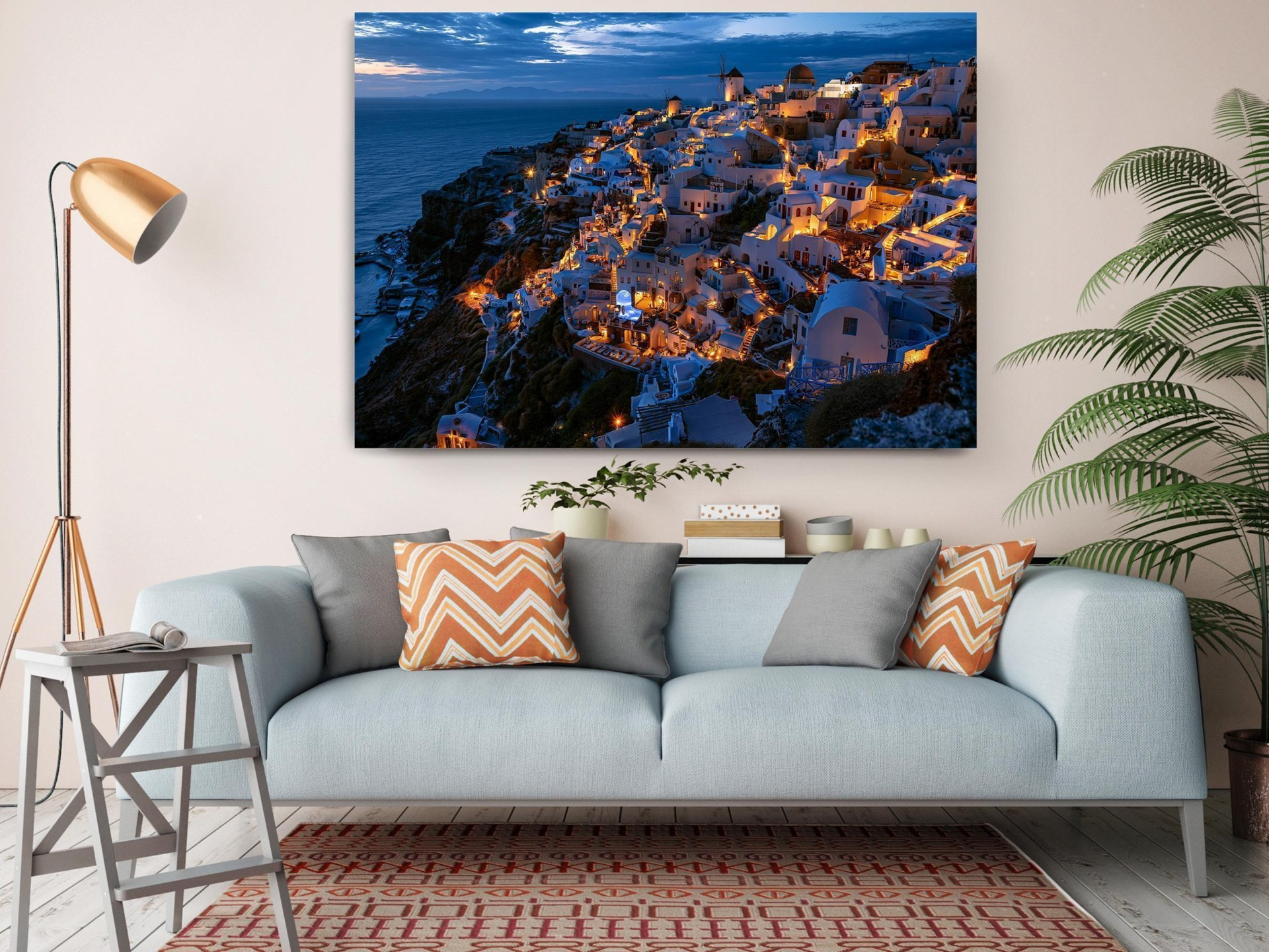 Santorini Twilight Canvas Wall Art