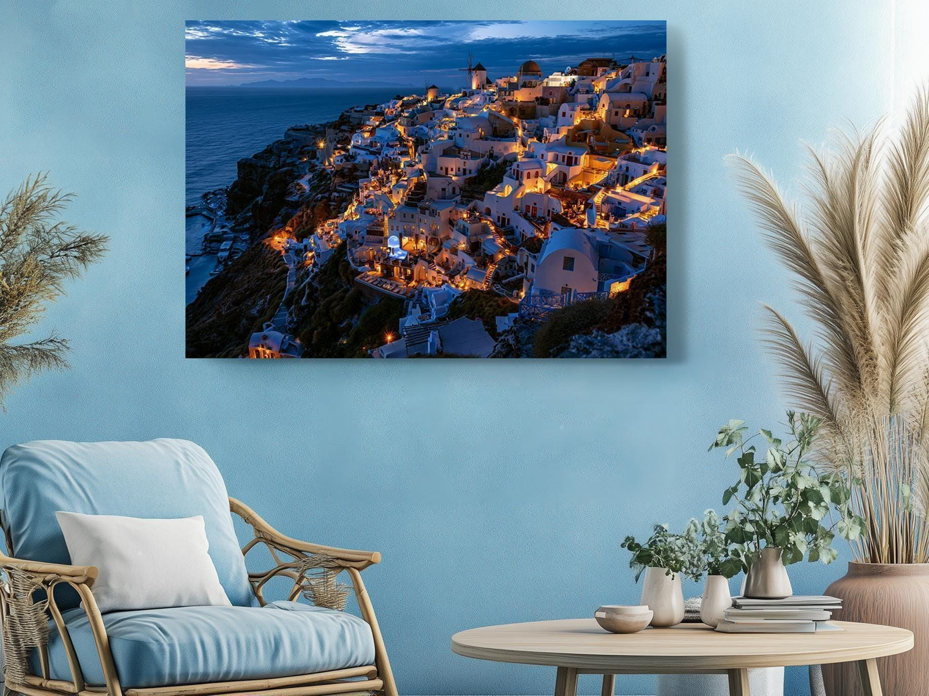 Santorini Twilight Canvas Wall Art