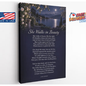 She Walks in Beauty Poem Canvas Wall Art