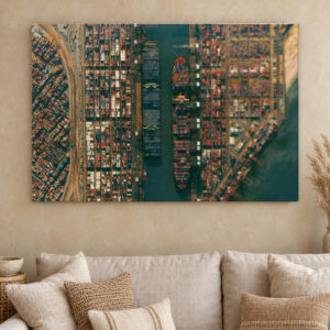 Shipping Container Yard Aerial Canvas Wall Art