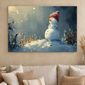 Snowman Winter Canvas Wall Art