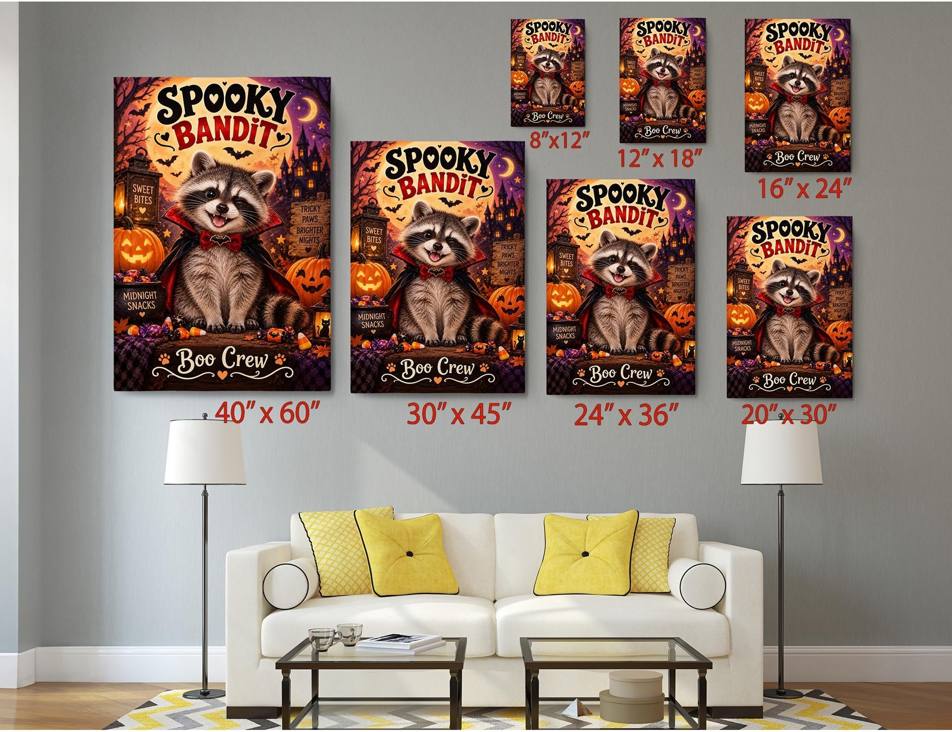 Spooky Bandit Halloween Raccoon Canvas Wall Art