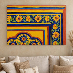 Sunflower Tile Pattern Canvas Wall Art