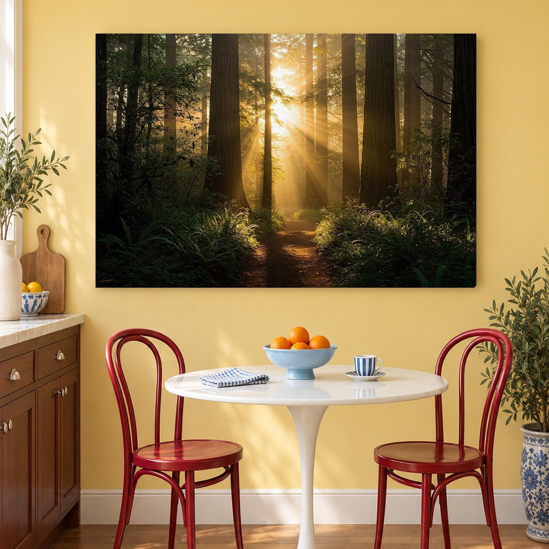 Sunlit Forest Trail Canvas Wall Art