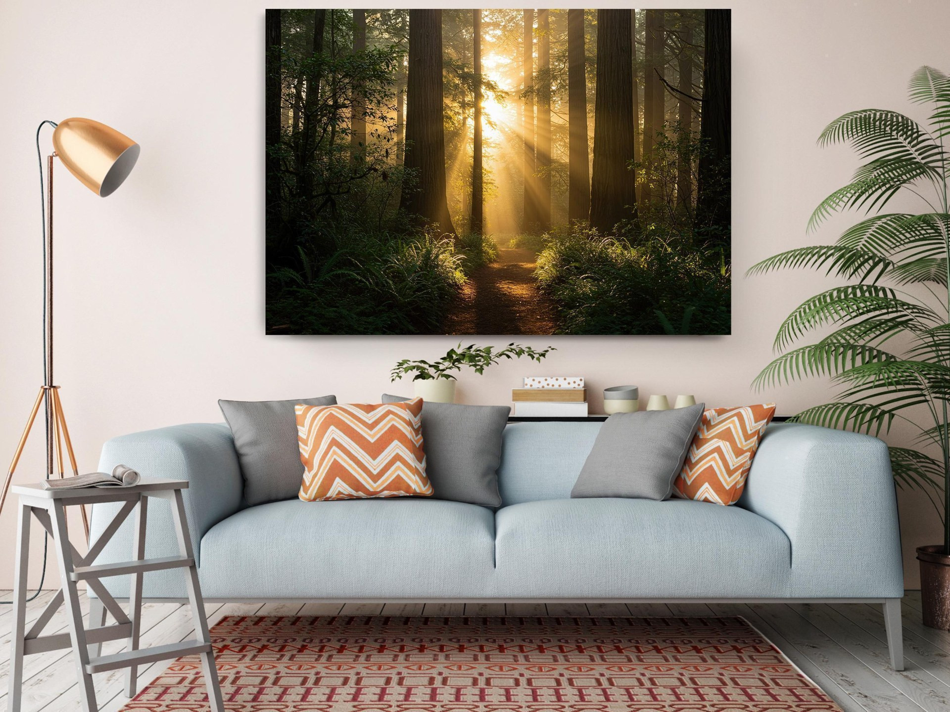 Sunlit Forest Trail Canvas Wall Art