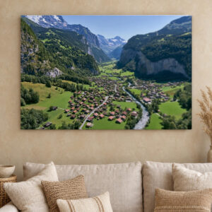 Swiss Alpine Valley Canvas Wall Art