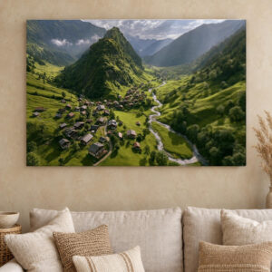 Swiss Village Green Valley Canvas Wall Art