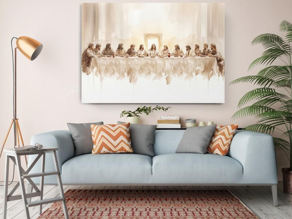 The Last Supper Neutral Canvas Wall Art