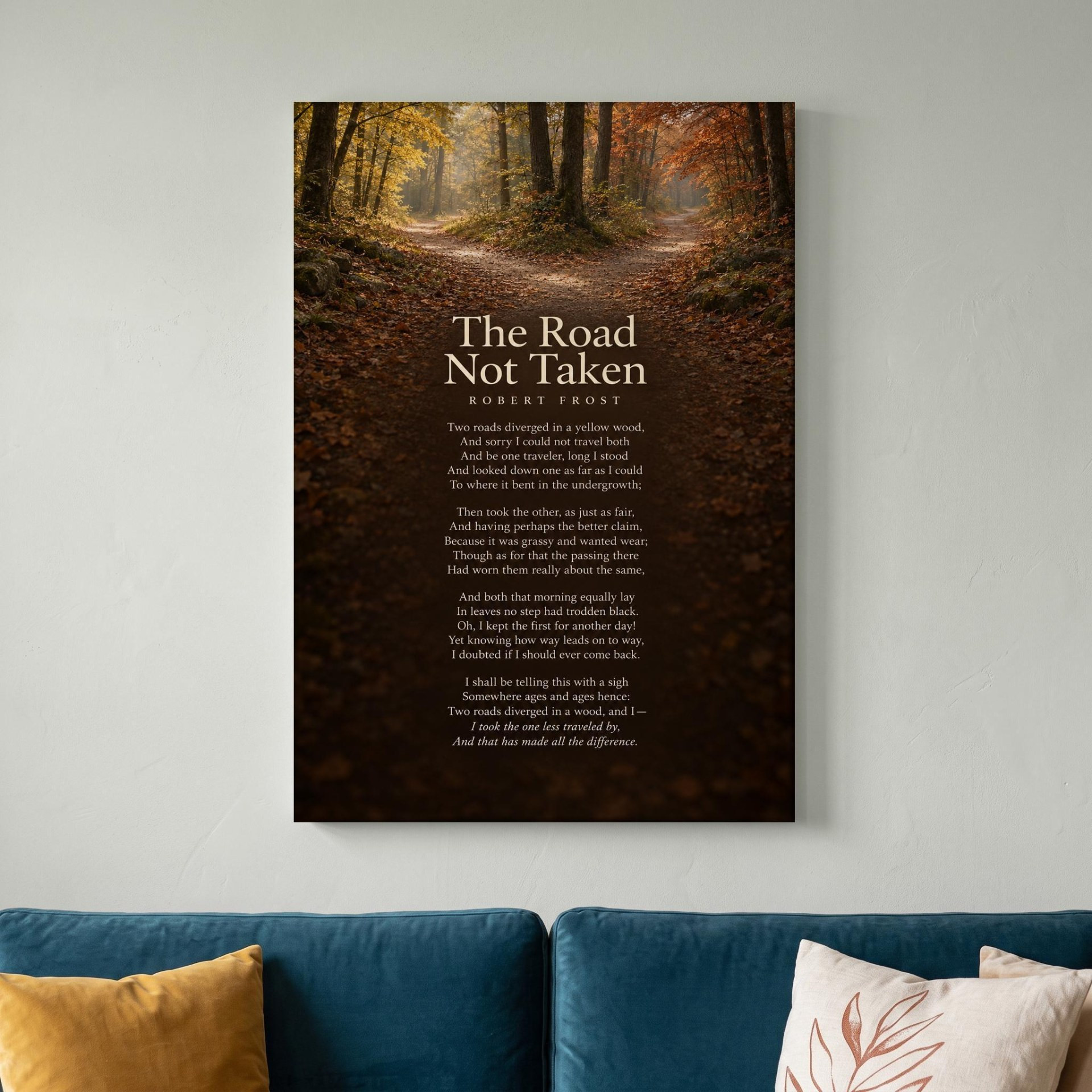 The Road Not Taken Poem Canvas Wall Art