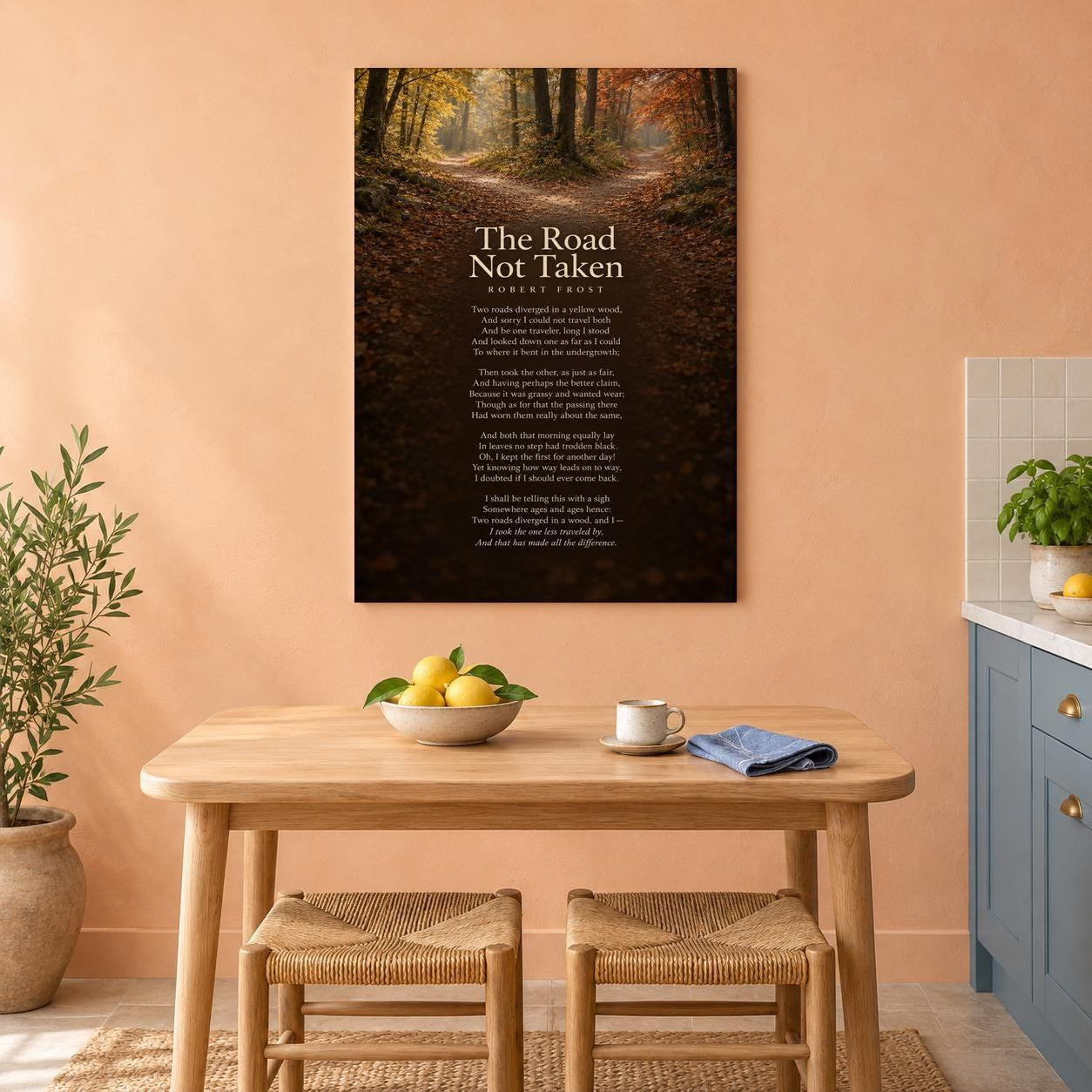 The Road Not Taken Poem Canvas Wall Art