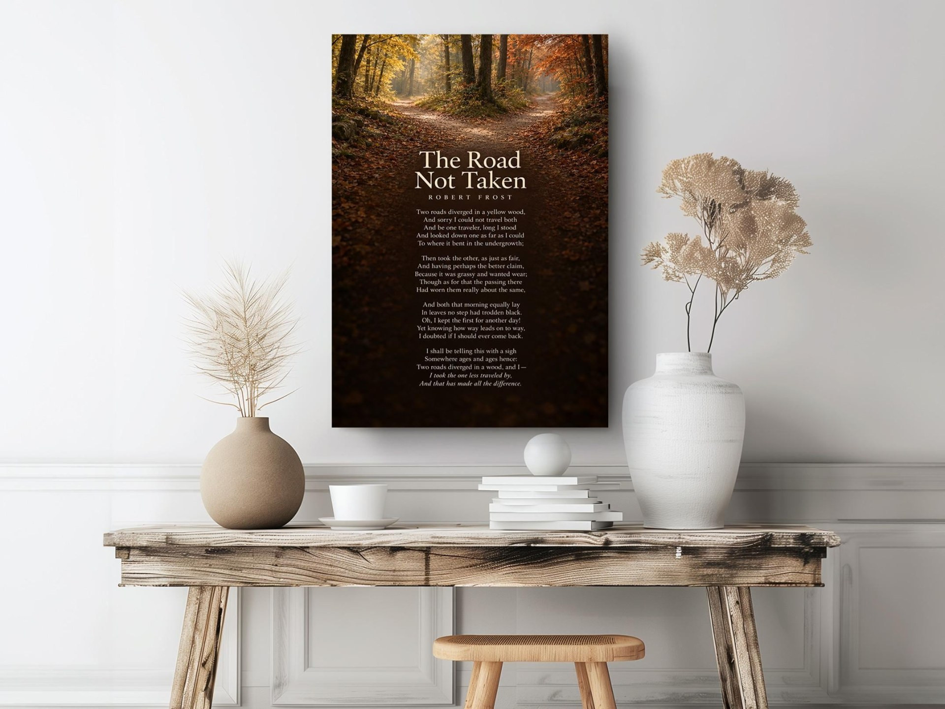 The Road Not Taken Poem Canvas Wall Art