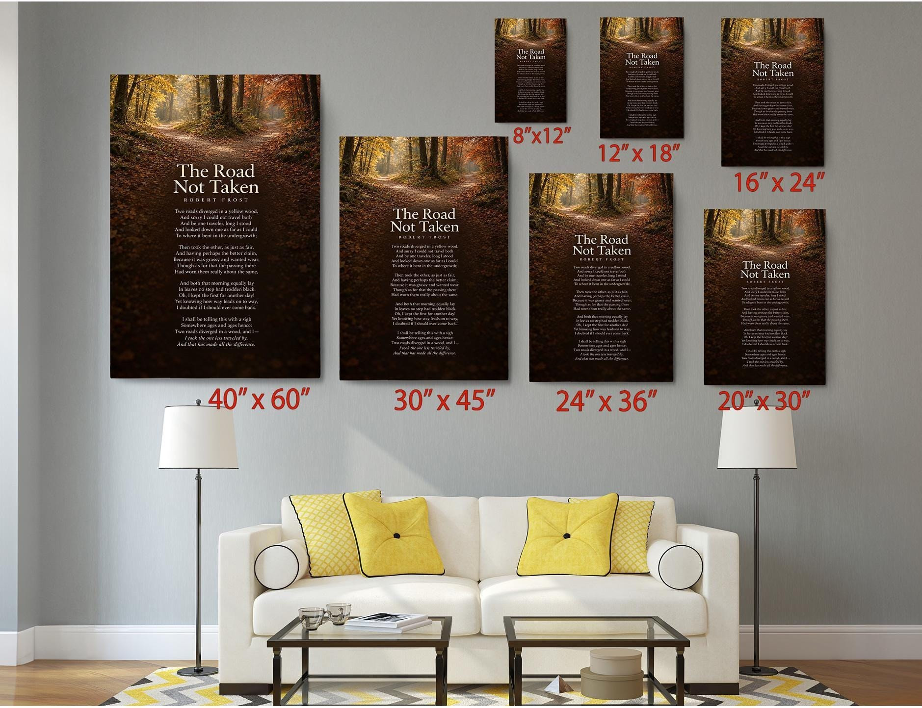 The Road Not Taken Poem Canvas Wall Art