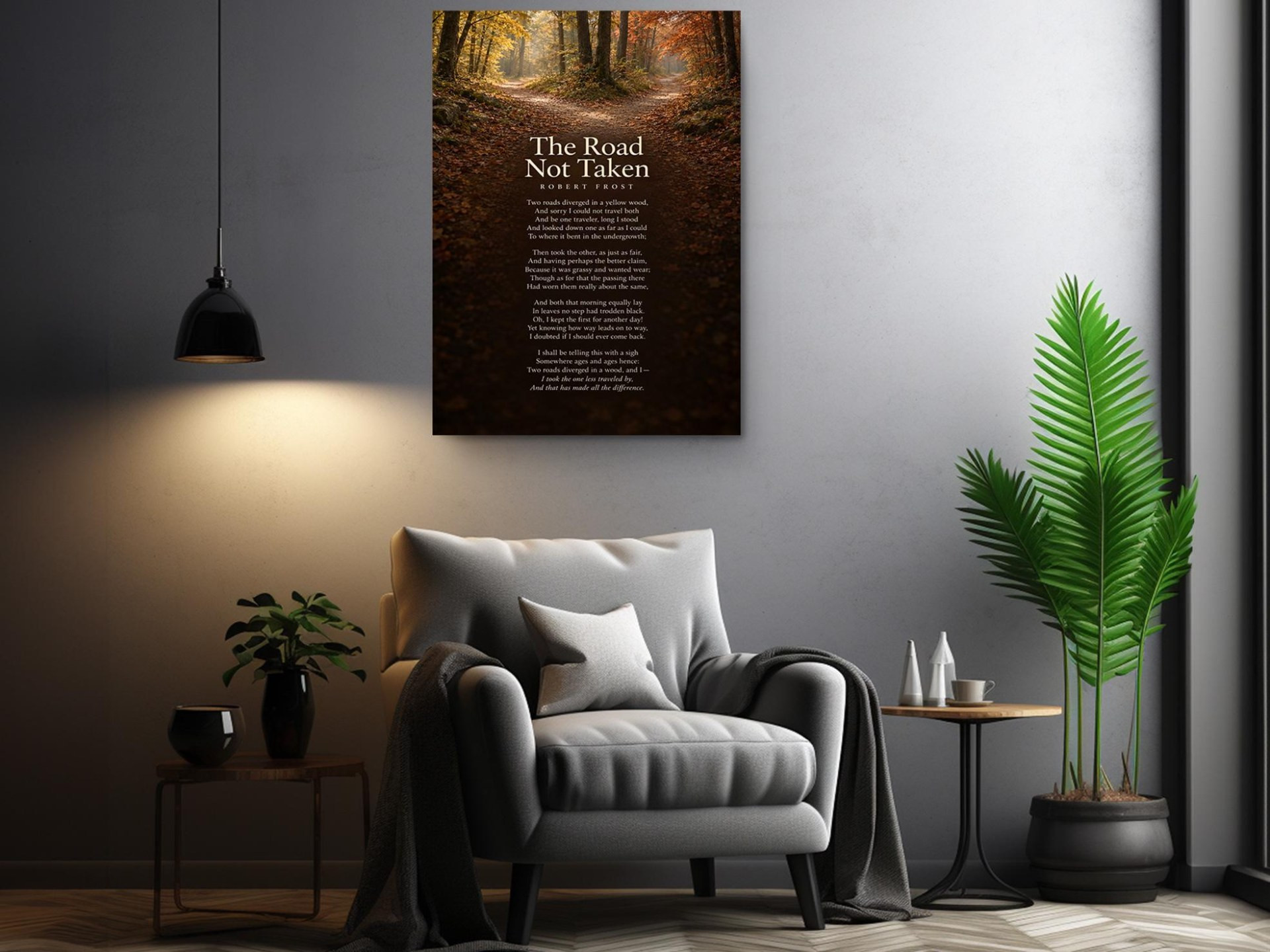 The Road Not Taken Poem Canvas Wall Art