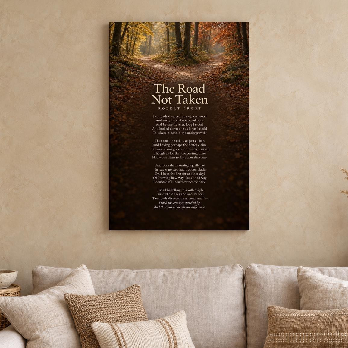 The Road Not Taken Poem Canvas Wall Art