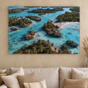 Tropical Palm Islands Aerial Canvas Wall Art