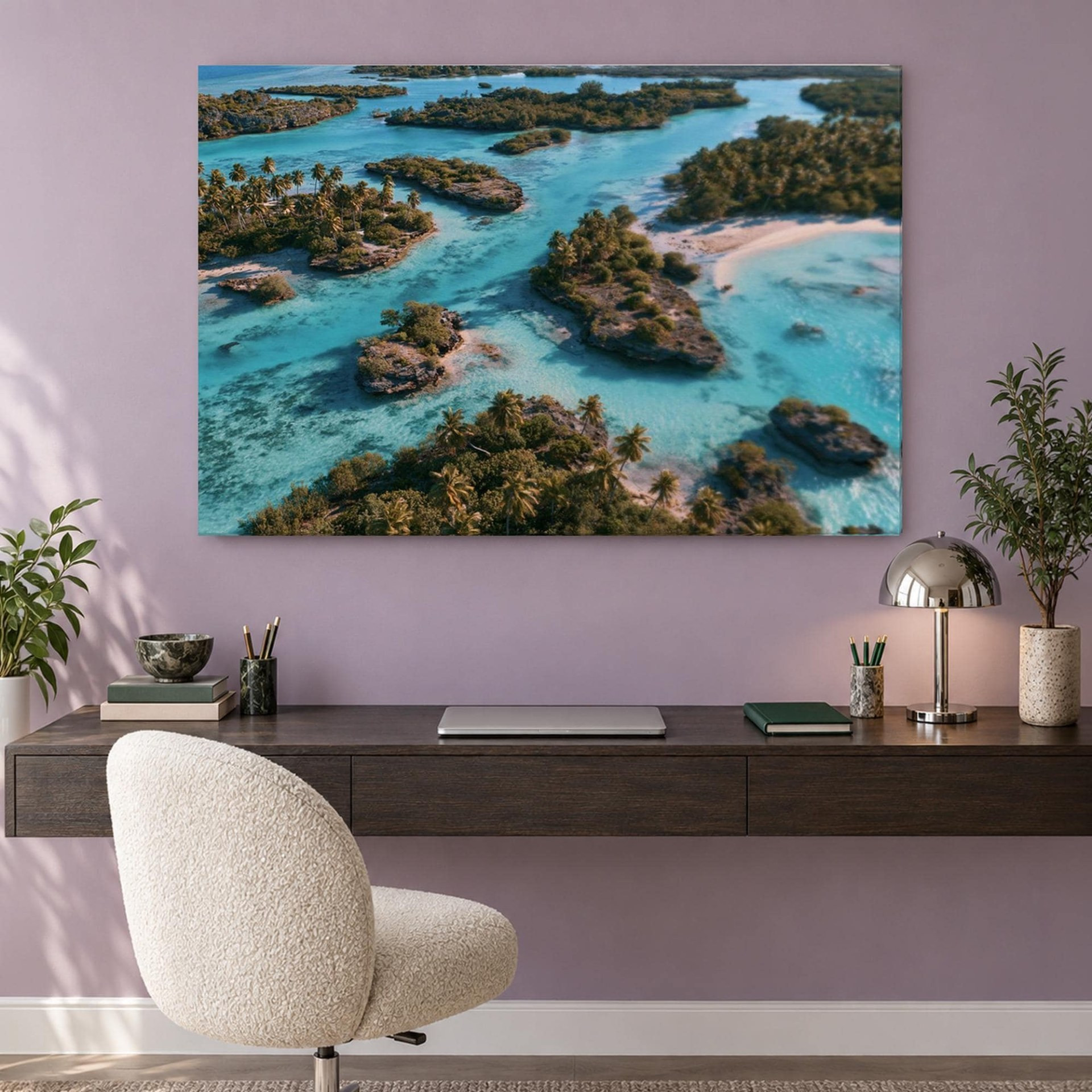 Tropical Palm Islands Aerial Canvas Wall Art