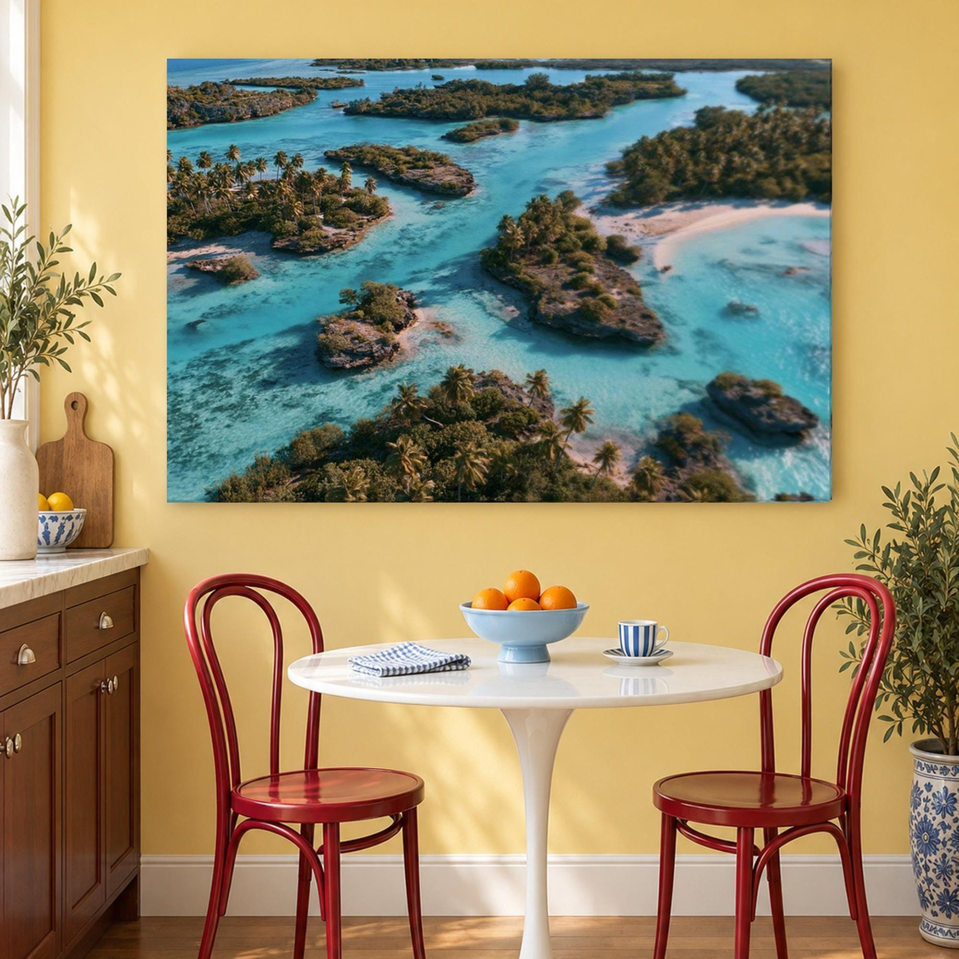 Tropical Palm Islands Aerial Canvas Wall Art