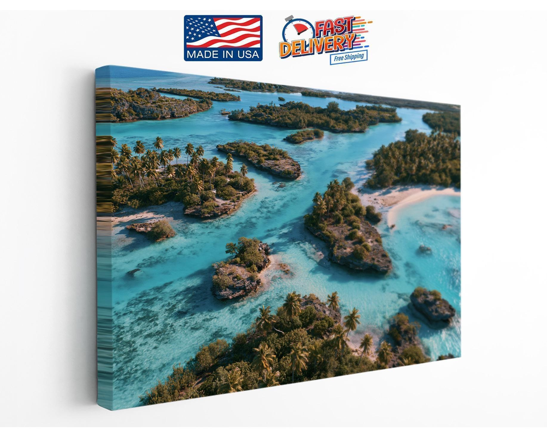 Tropical Palm Islands Aerial Canvas Wall Art