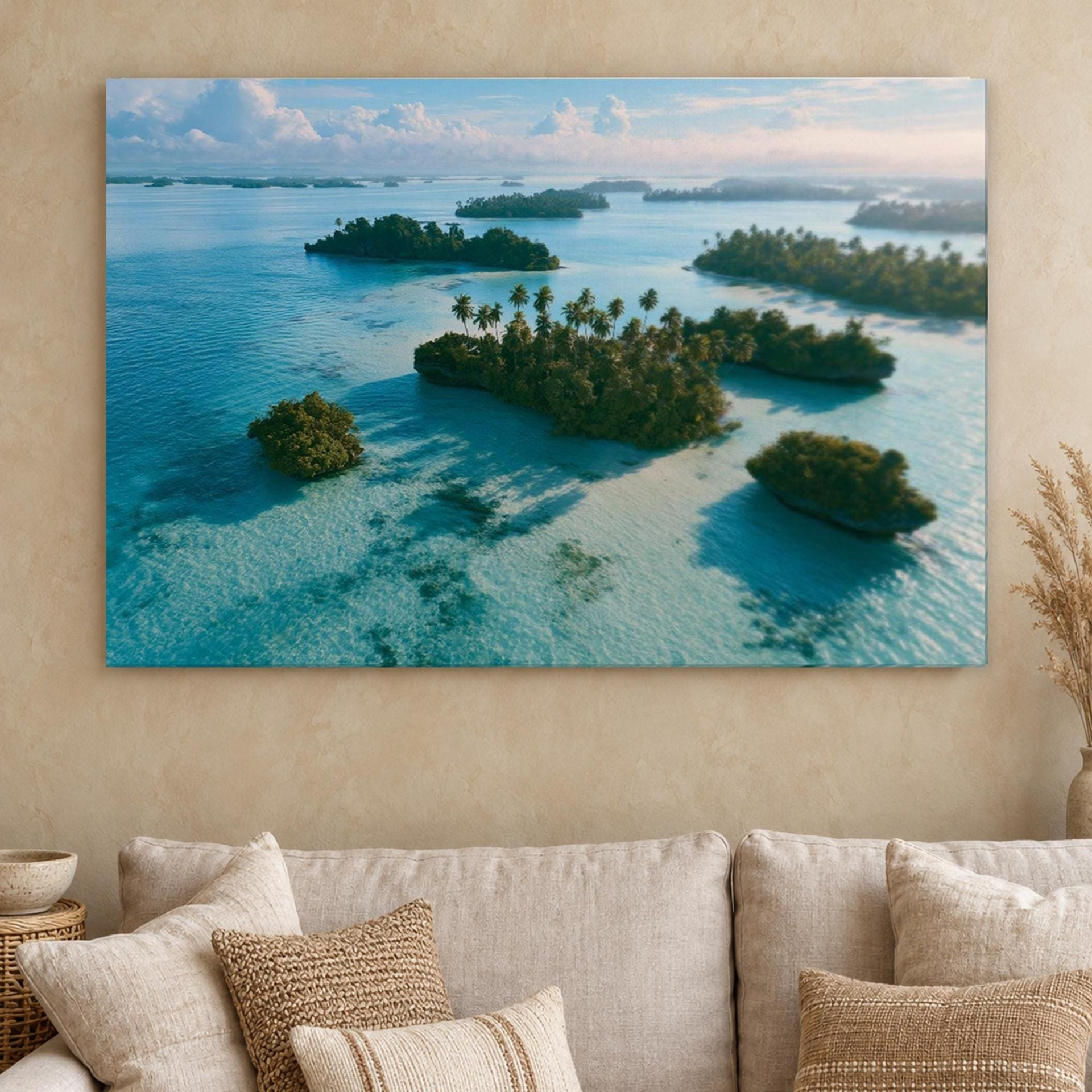 Turquoise Lagoon Islands Canvas Wall Art