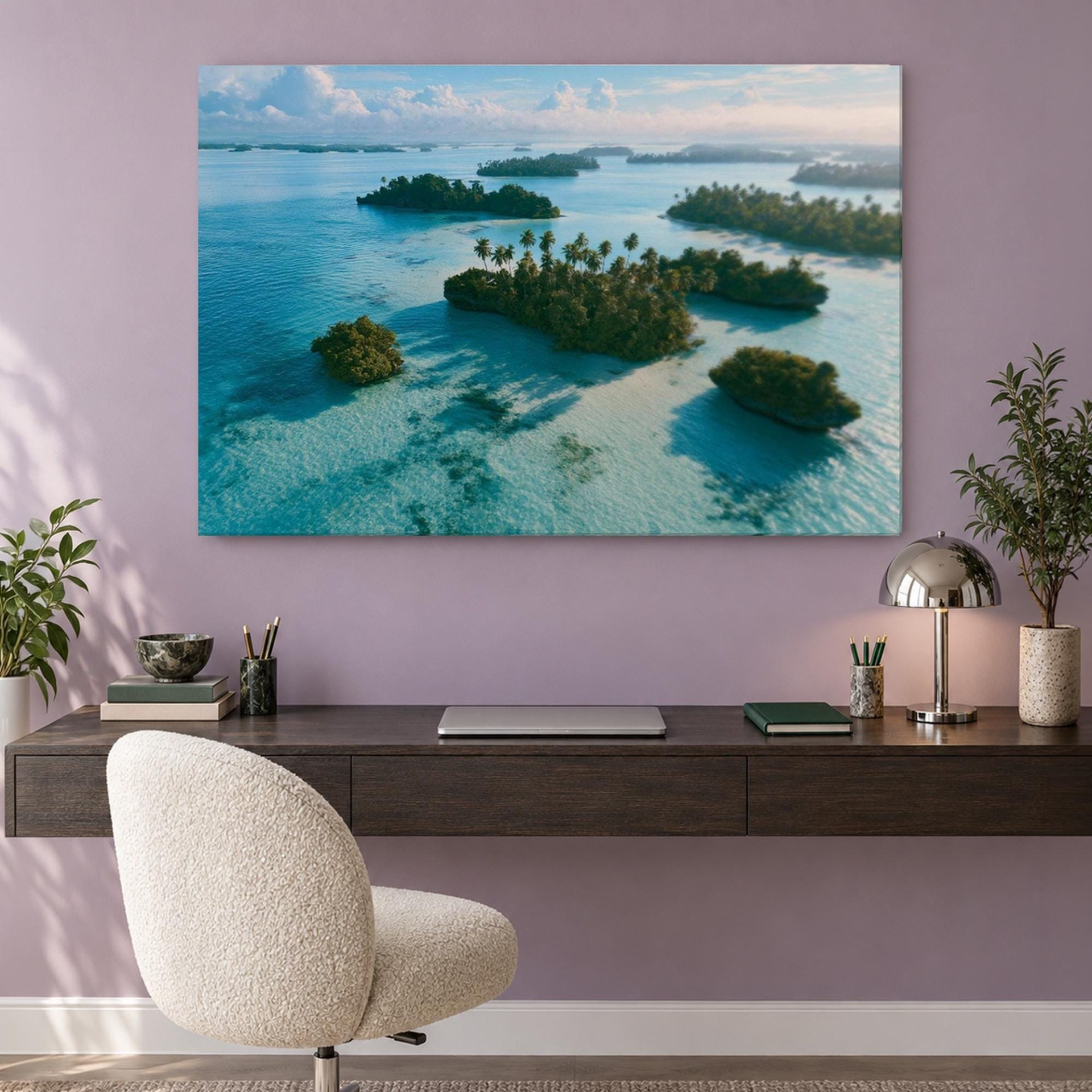Turquoise Lagoon Islands Canvas Wall Art