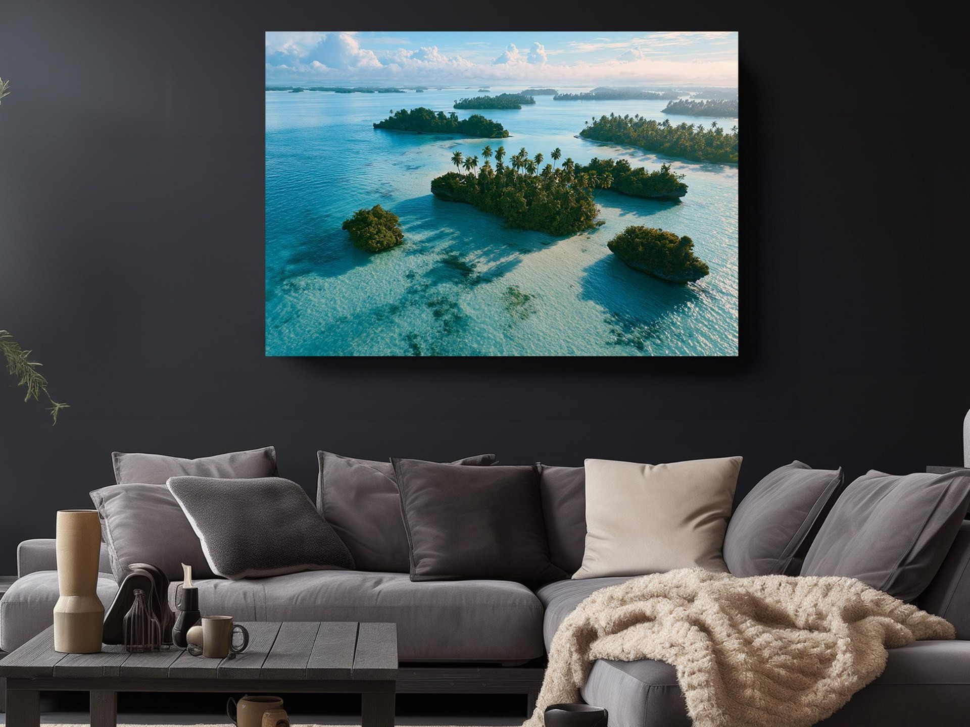Turquoise Lagoon Islands Canvas Wall Art