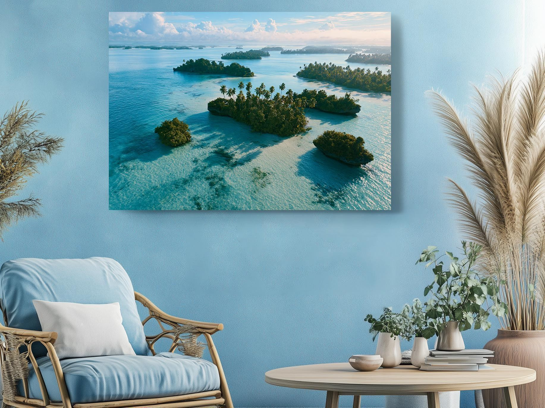 Turquoise Lagoon Islands Canvas Wall Art